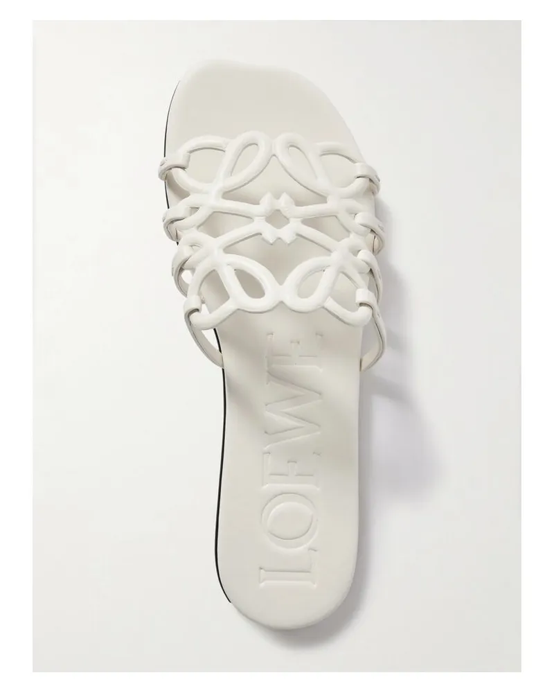 Loewe Petal Anagram Pantoletten Aus Leder - Weiß Weiß