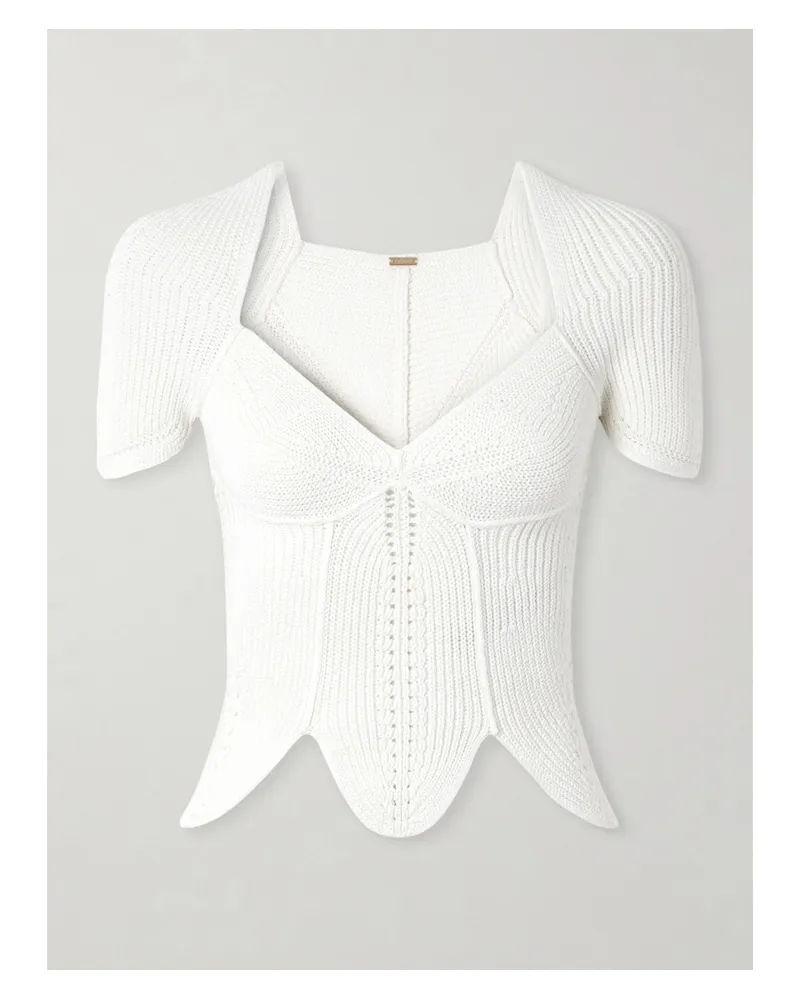 Cult Gaia Eliza Crocheted Cotton Top - White White