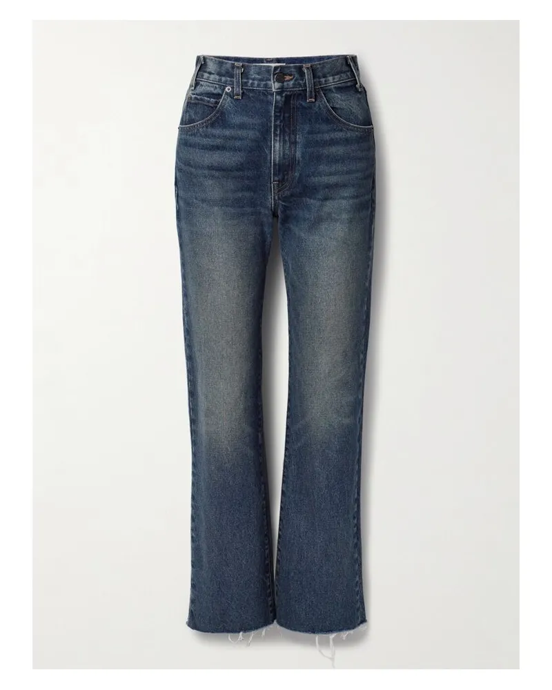 Nili Lotan Calla Halbhohe Jeans Mit Geradem Bein In Distressed-optik - Blau Blau