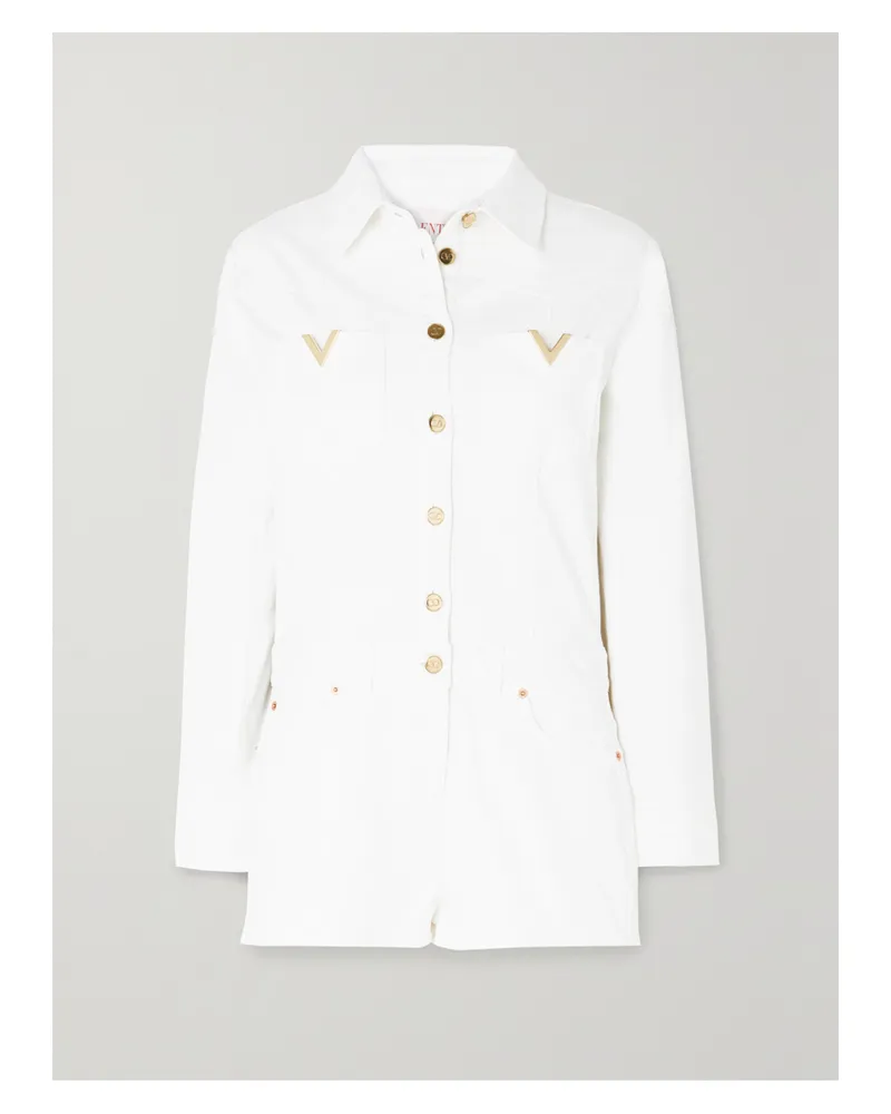 Valentino Garavani Playsuit Aus Denim Mit Verzierungen - Weiß Weiß