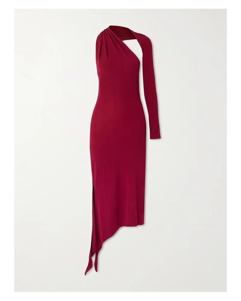 Courrèges Asymmetrisches Midikleid Aus Strukturiertem Jersey Mit Cut-out - Burgunder Burgunder