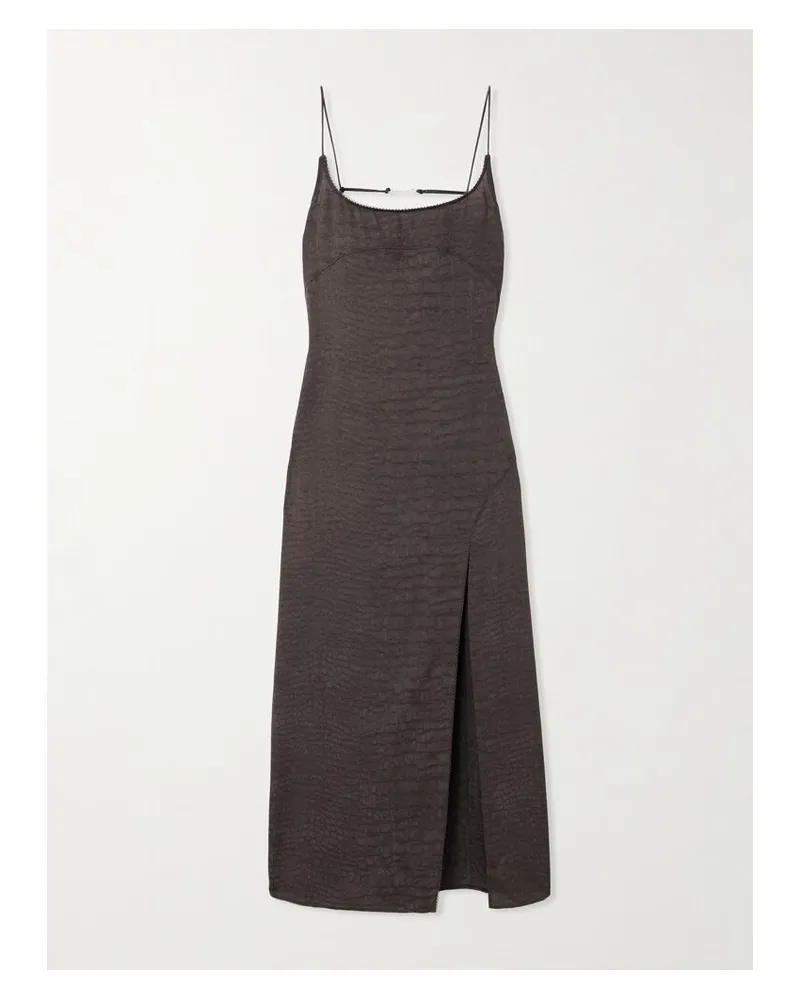 Jacquemus Notte Midikleid Aus Crêpe Mit Krokodileffekt Und Verzierung - Braun Braun