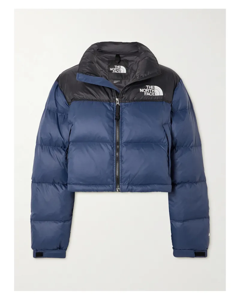 The North Face Nuptse Verkürzte Daunenjacke Aus Gestepptem Shell - Blau Blau