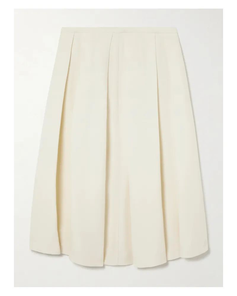 Totême Midirock Aus Einer Woll-seidenmischung Mit Falten - Creme Creme