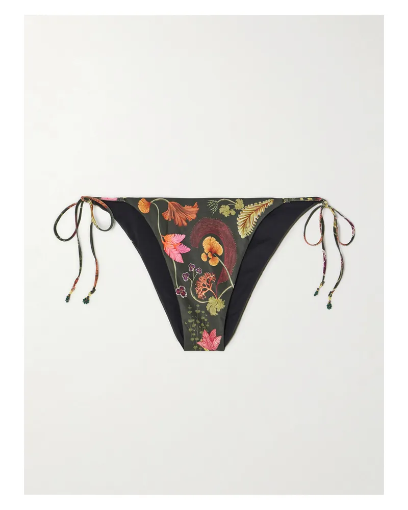 AGUA BENDITA Net Sustain Poema Habitat Bikini-höschen Aus Recyceltem Stretch-material Mit Blumenprint Und Verzierungen - Grün Grün