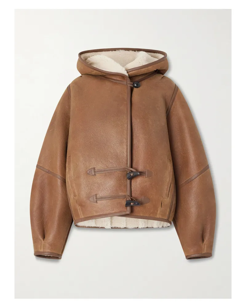 Isabel Marant Amiel Jacke Aus Shearling Mit Lederbesätzen Und Kapuze - Braun Braun