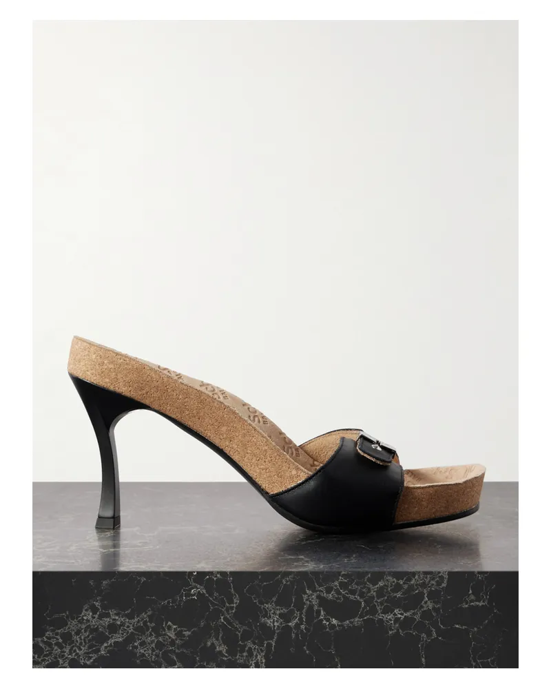 Balenciaga Scholl Embellished Leather Mules - Black Black