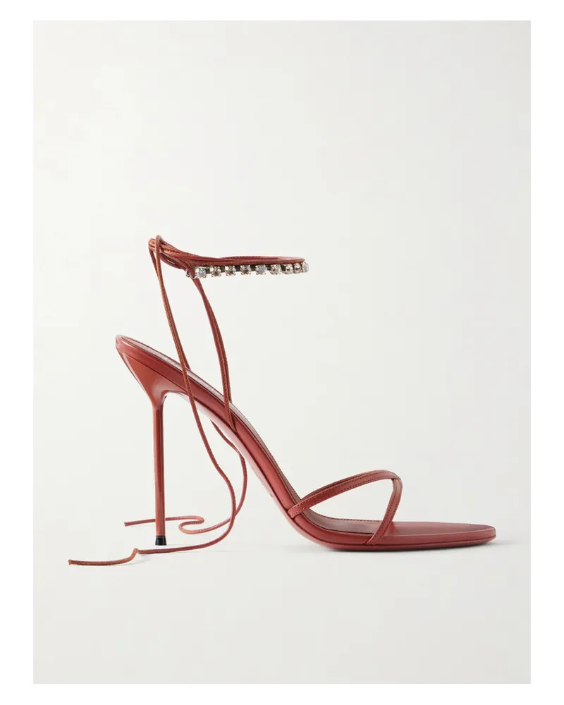 Paris Texas Lidia Embellished Lace-up Leather Sandals - Red Red