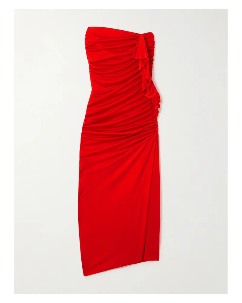 AZ FACTORY Schulterfreies Midikleid Aus Jersey Mit Raffungen - Rot Rot