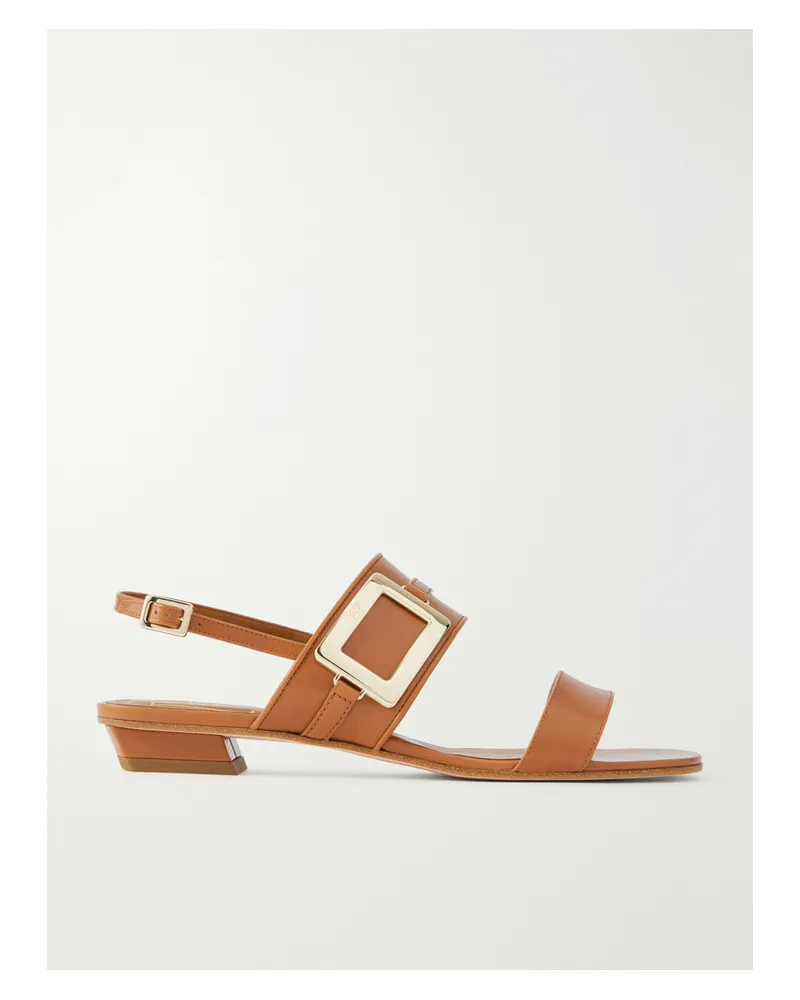 Roger Vivier Belle Vivier 20 Embellished Leather Sandals - Brown Brown