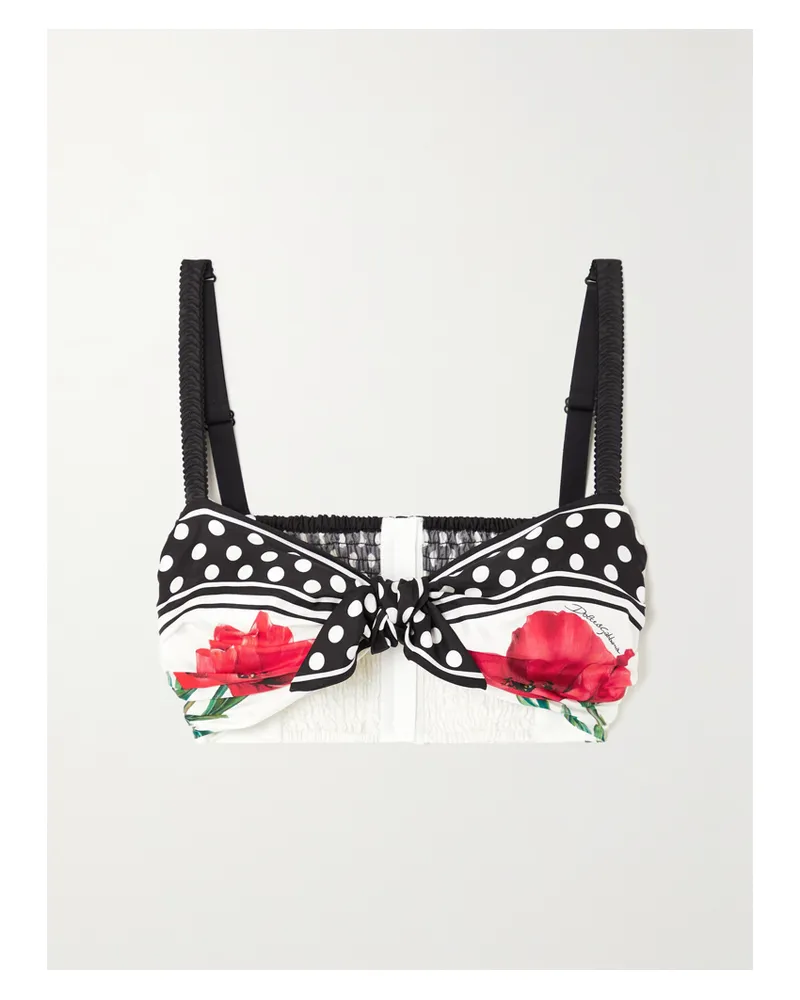 Dolce & Gabbana Verkürztes Bustier Aus Seiden-twill Mit Blumenprint - Rot Rot