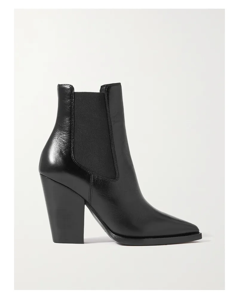 Saint Laurent Theo Leather Ankle Boots - Black Black