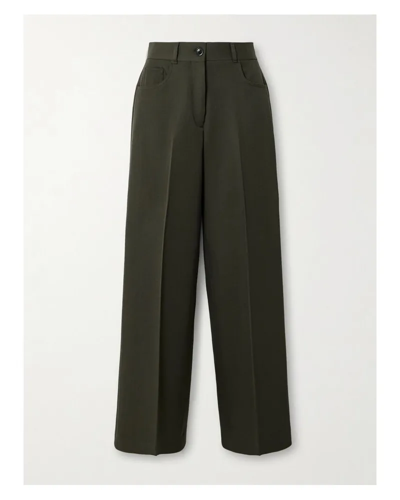 PURDEY Seymour Hose Mit Weitem Bein Aus Woll-twill Mit Bügelfalten - Grün Grün