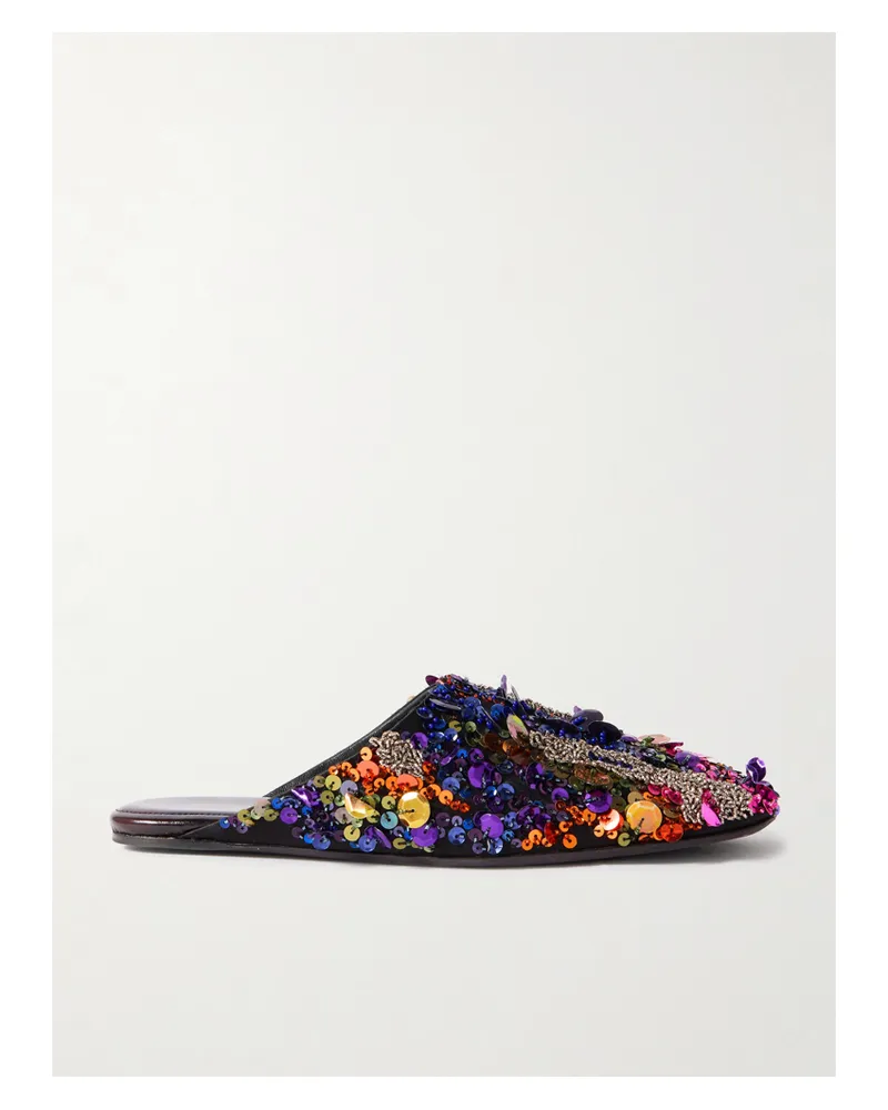 Dries van Noten Slippers Aus Glänzendem Crêpe Mit Verzierungen - Mehrfarbig Mehrfarbig