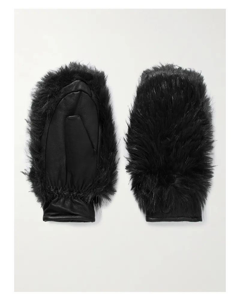 GOLDBERGH Hill Skihandschuhe Aus Wattiertem Leder Mit Besatz Aus Plüschmaterial - Schwarz Schwarz