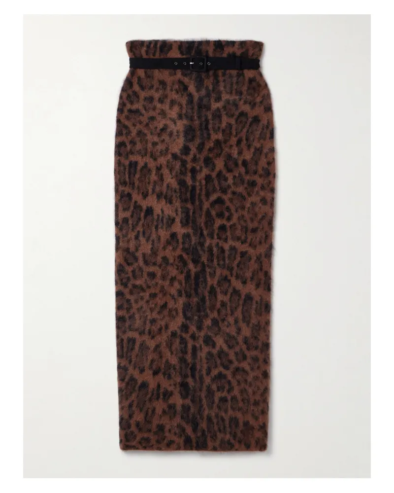 Adam Lippes Levi Midirock Aus Gebürstetem Kaschmir Mit Leopardenprint Und Gürtel - Animal-Print Animal-print