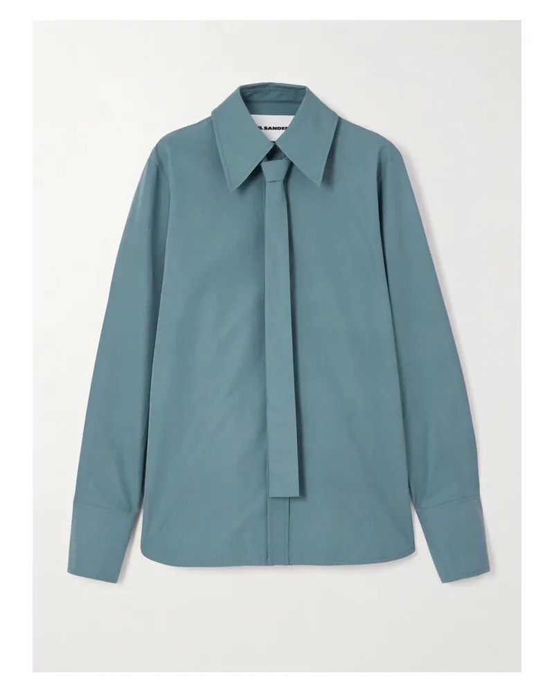 Jil Sander Hemd Aus Baumwollpopeline Mit Krawatte - Grün Grün