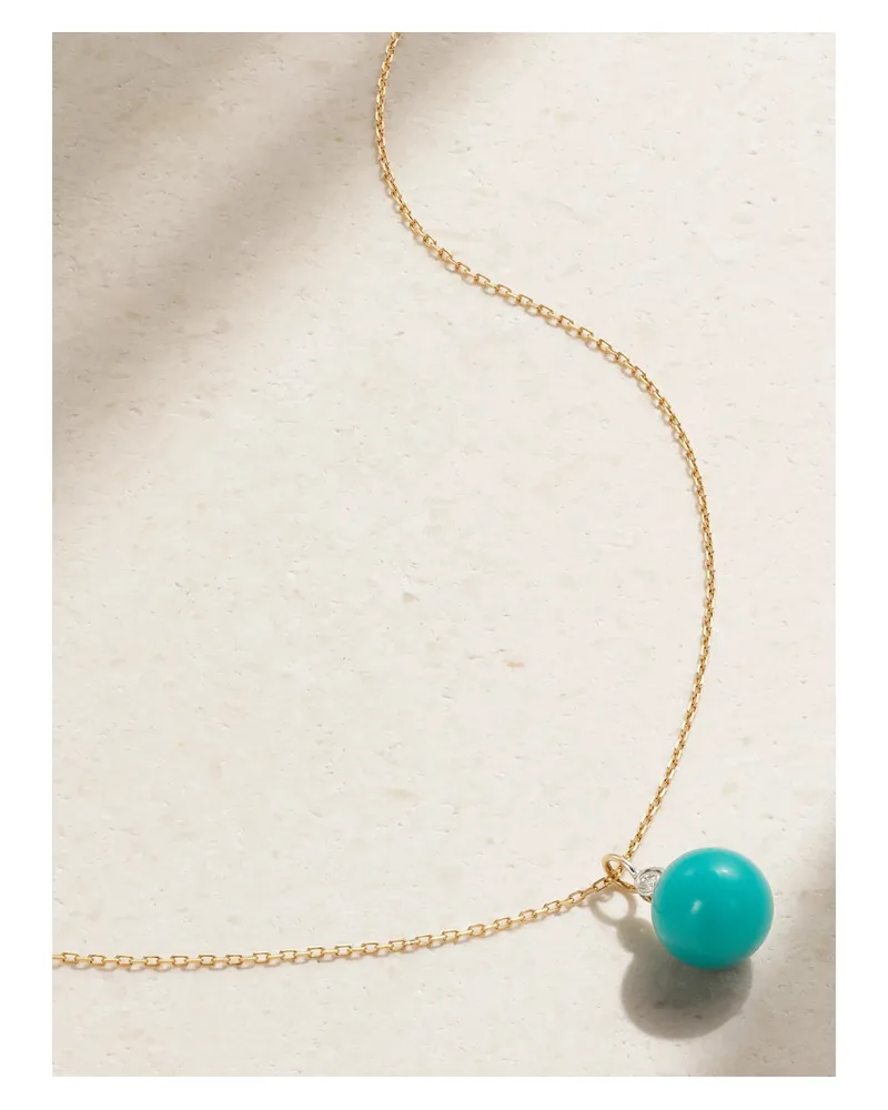 MATEO 14-karat Gold, Turquoise And Diamond Necklace - Blue Blue