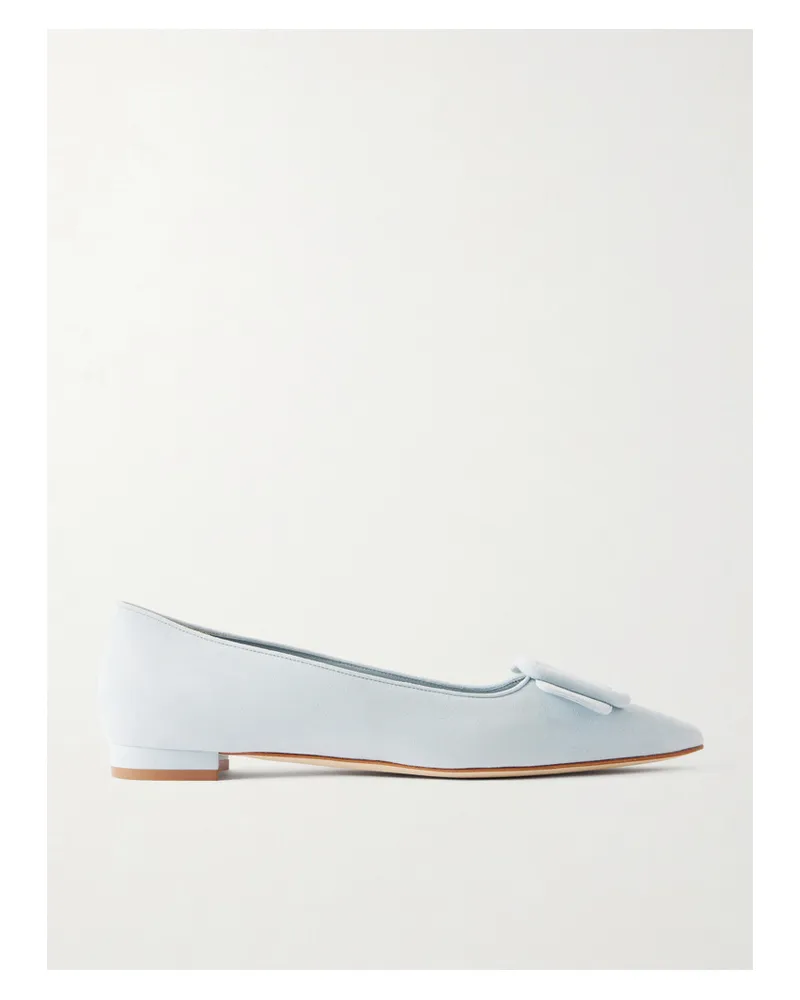 Manolo Blahnik Maysale Ballerinas Aus Veloursleder Mit Schnalle - Blau Blau