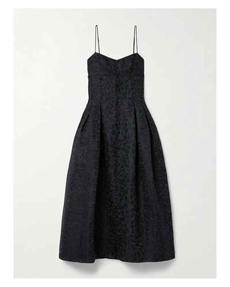 Adam Lippes Rickie Midikleid Aus Jacquard Aus Einer Baumwollmischung Mit Leopardenmuster Und Falten In Metallic-optik - Blau Blau