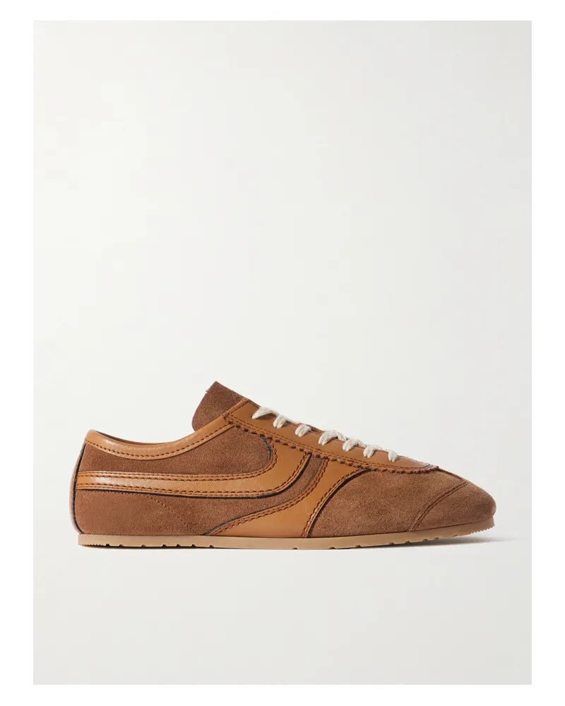 Dries van Noten Leather-trimmed Suede Sneakers - Brown Brown