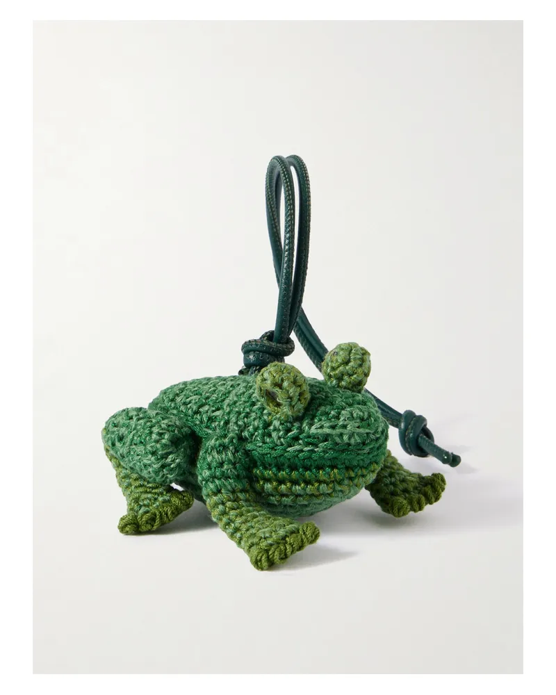 J.W.Anderson Frog Crocheted Cotton And Leather Bag Charm - Green Green