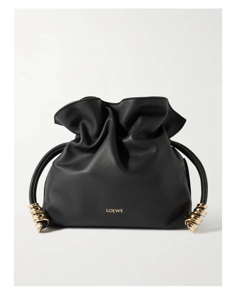Loewe Flamenco Mini Embellished Leather Clutch - Black Black