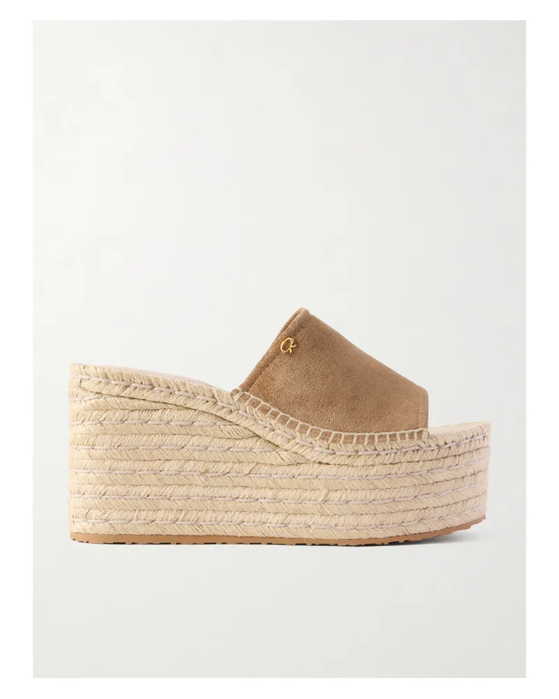 Gianvito Rossi Suede Platform Espadrille Sandals - Neutrals Neutrals