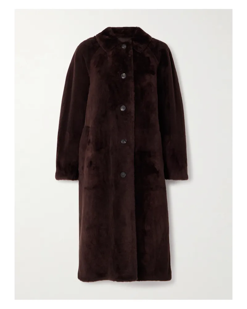 Yves Salomon Shearling Coat - Burgundy Burgundy