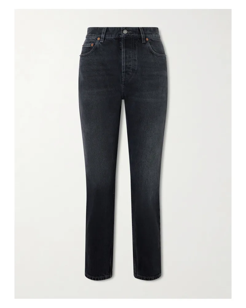 Saint Laurent Halbhohe Jeans Mit Schmalem Bein - Schwarz Schwarz