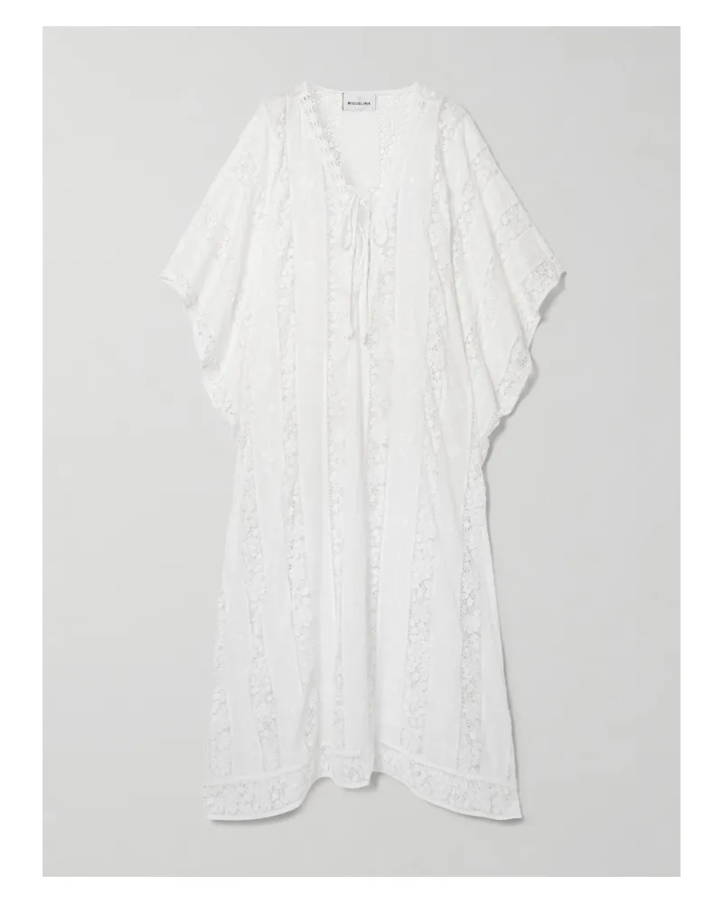 Miguelina Blair Kaftan Aus Voile Und Spitze Mit Stickereien - Weiß Weiß