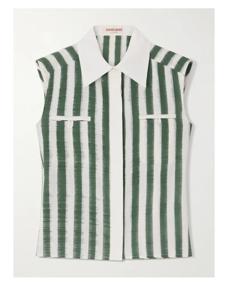 Emporio Sirenuse Ylena Hemd Aus Baumwolle Mit Ikat-streifenmuster - Grün Grün