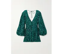 Darsie Minikleid Aus Recyceltem Stretch-chiffon Mit Pailletten - Grün