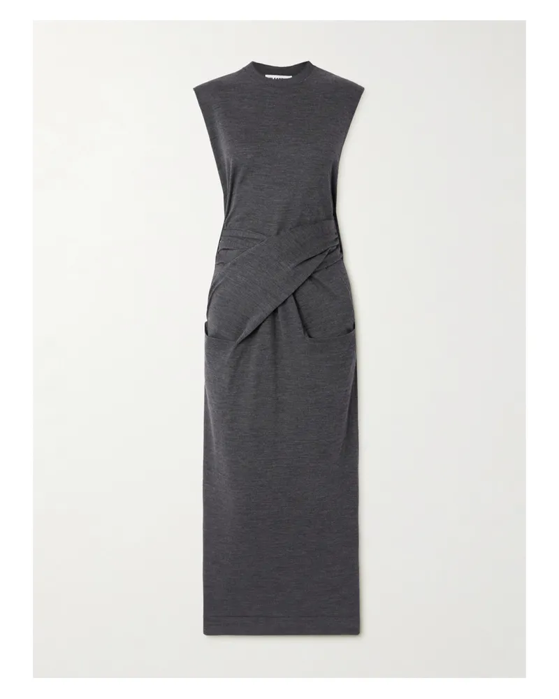 Jil Sander Maxikleid Aus Merinowolle Mit Raffungen - Grau Grau