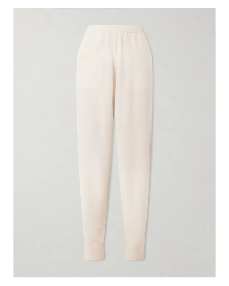 ALLUDE Wool And Cashmere-blend Tapered Pants - Neutrals Neutrals