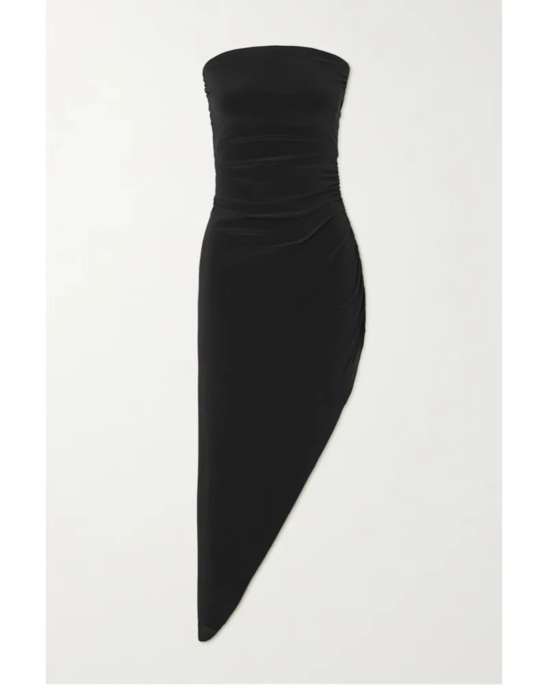 Norma Kamali Trägerloses, Asymmetrisches Kleid aus Stretch-jersey Schwarz