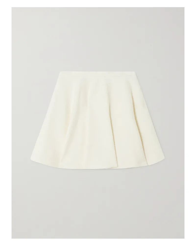 Valentino Garavani Minirock Aus Einer Gebürsteten Wollmischung Mit Falten - Weiß Weiß