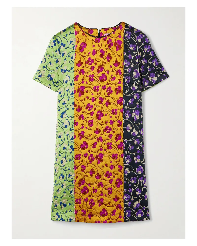 La DoubleJ Paneled Embroidered Cloque Mini Dress - Multi Multi