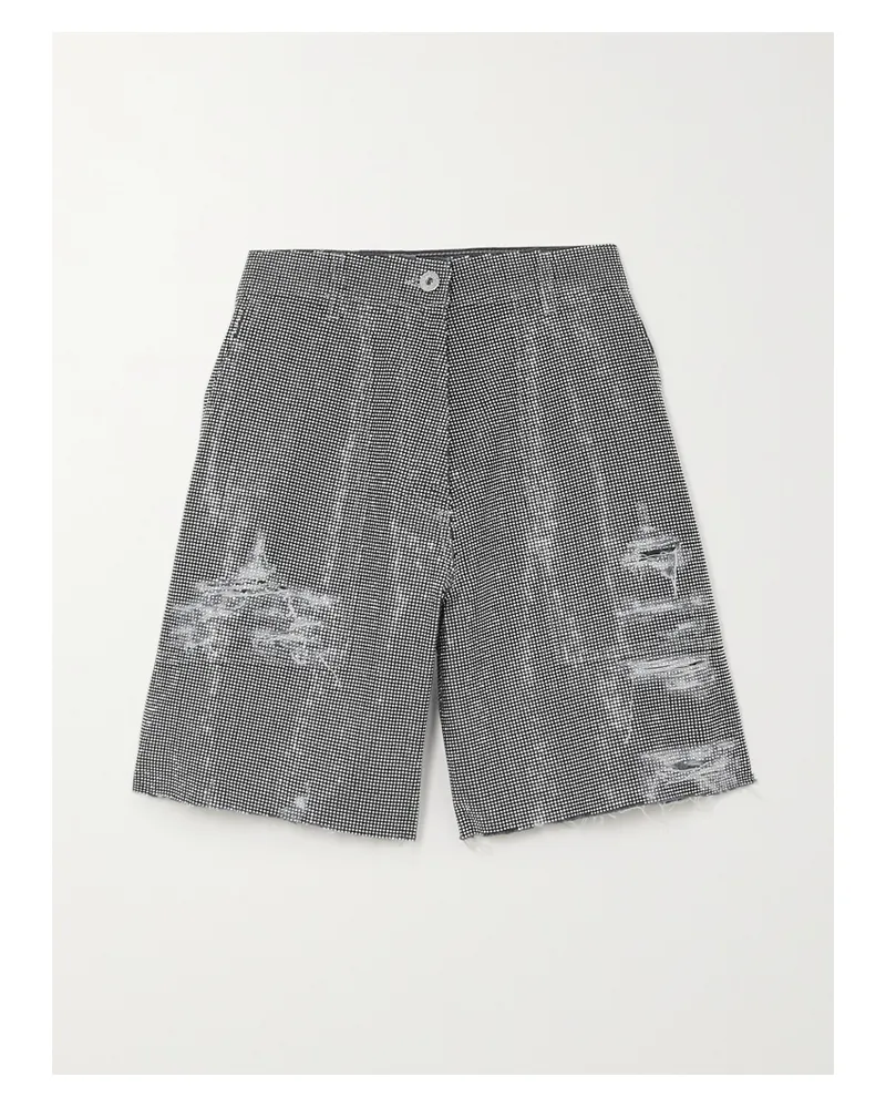 J.W.Anderson Verzierte Jeansshorts In Distressed-optik - Grau Grau