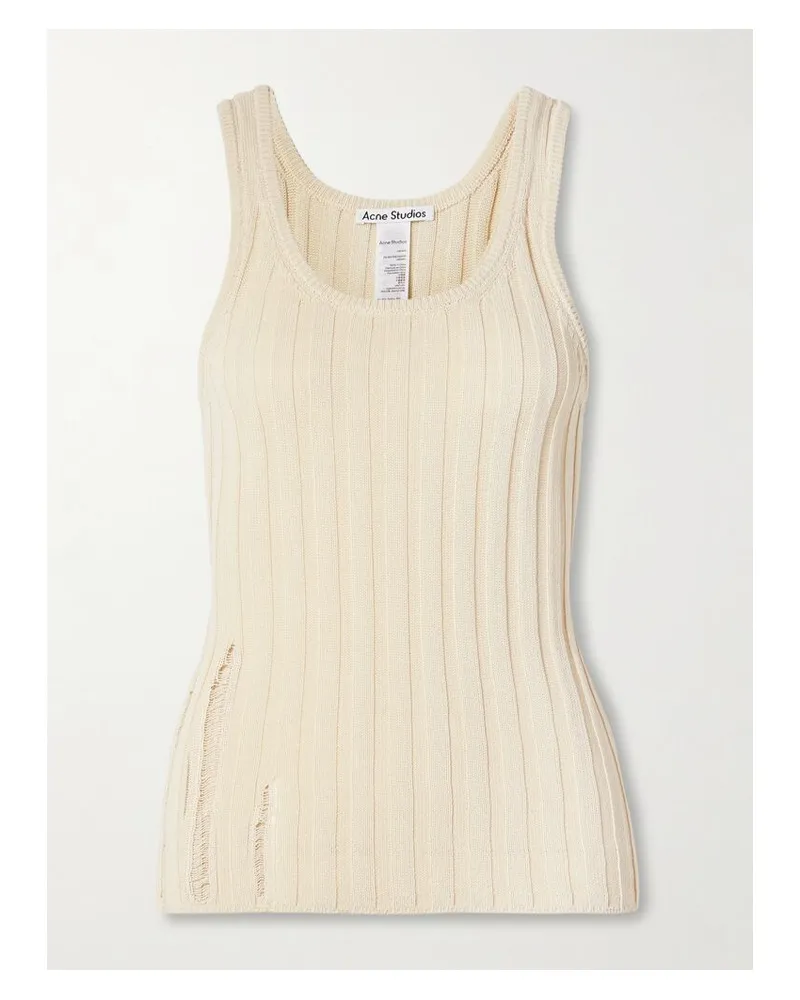 Acne Studios Tanktop Aus Einer Gerippten Biobaumwollmischung Mit Distressed-details - Elfenbein Elfenbein