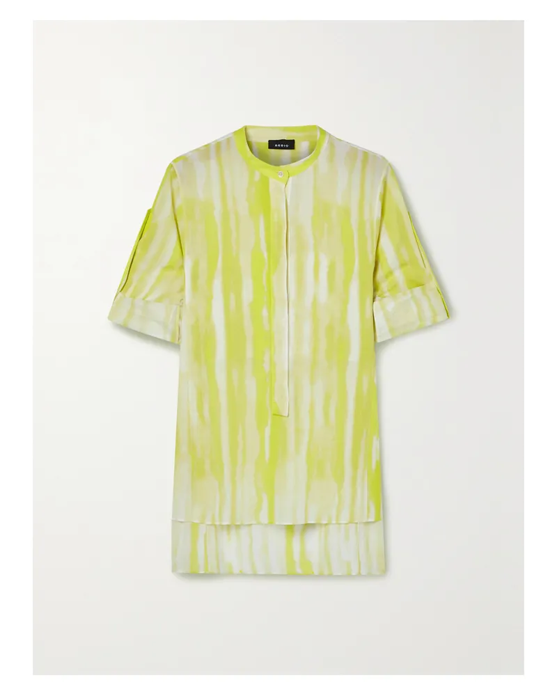 Akris Tunika Aus Gestreiftem Baumwoll-voile - Gelb Gelb