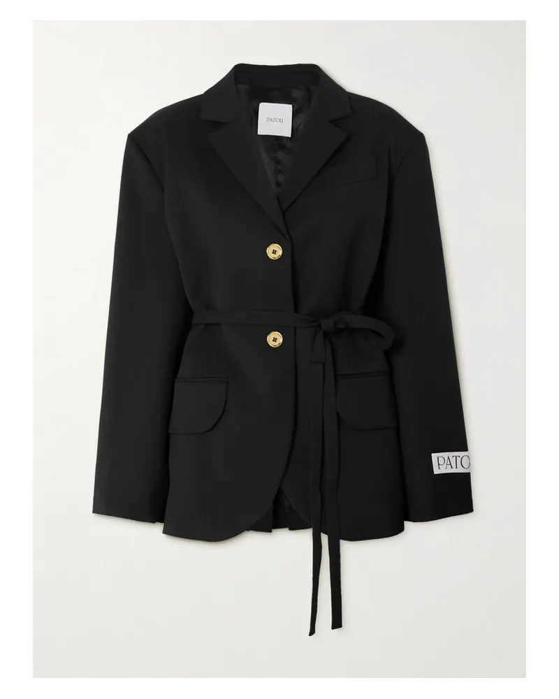 Patou Blazer Aus Twill Aus Stretch-wolle Mit Bindegürtel - Schwarz Schwarz
