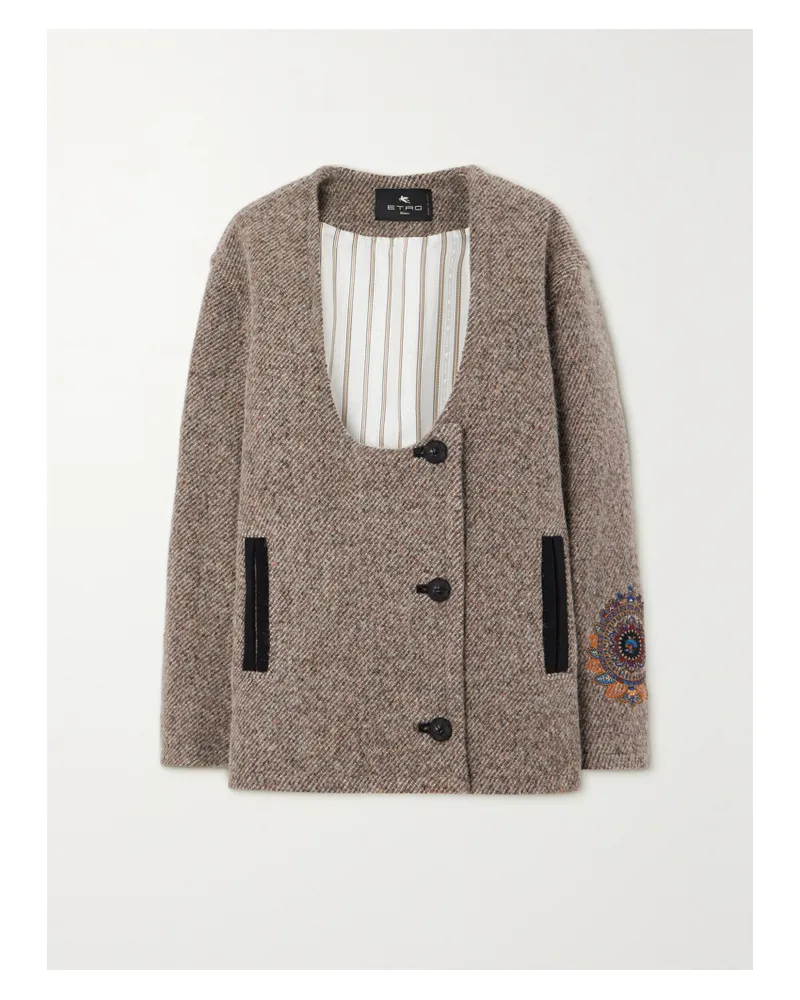 Etro Oversized Jacke Aus Twill Aus Einer Wollmischung Mit Stickerei - Braun Braun