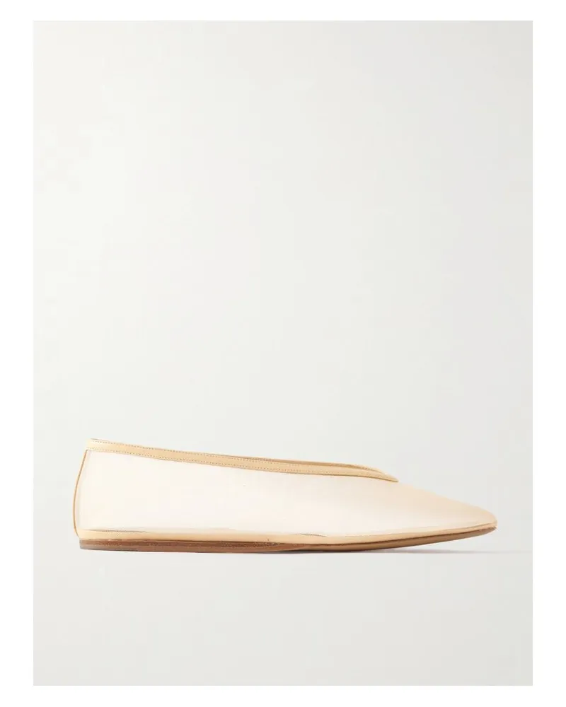 Le Monde Béryl Luna Ballerinas Aus Mesh Mit Lederbesätzen - Neutral Neutral