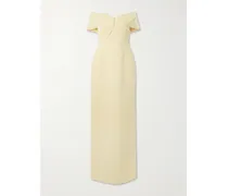Aubriella Off-the-shoulder Satin-trimmed Crepe Gown - Yellow