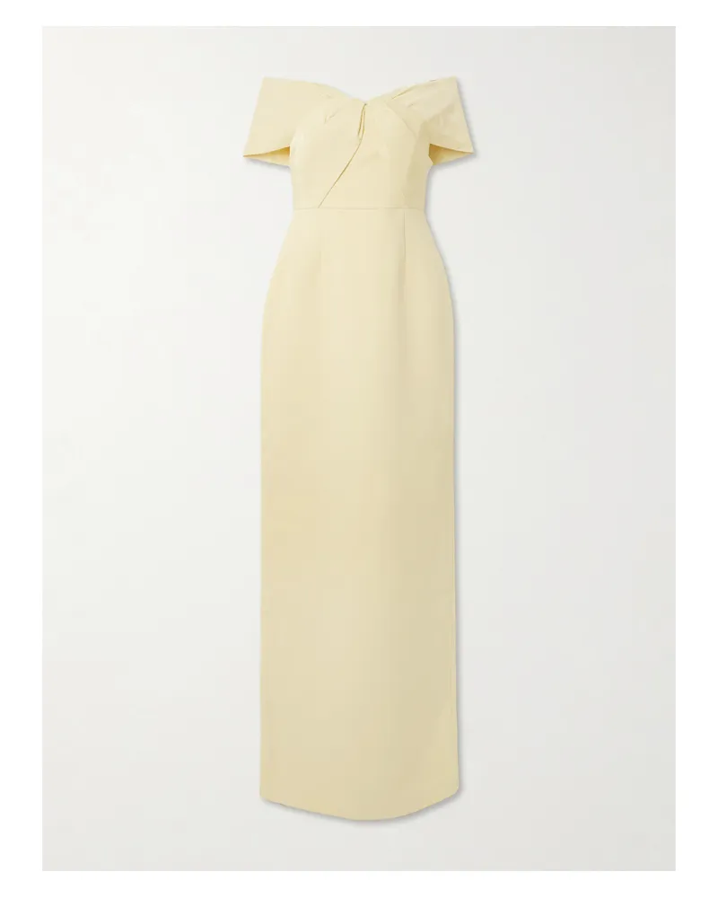 Rebecca Vallance Aubriella Off-the-shoulder Satin-trimmed Crepe Gown - Yellow Yellow