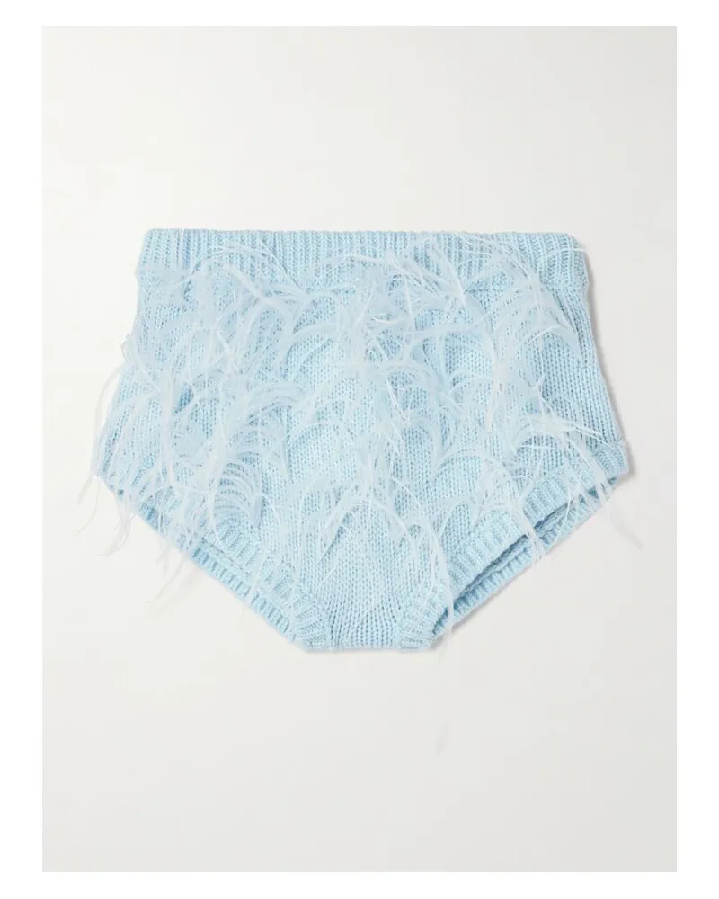 SHUSHU/TONG Shorts Aus Strick Mit Federn - Blau Blau