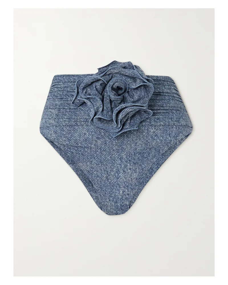 Magda Butrym Bikini-höschen Mit Raffungen Und Applikation In Denim-optik - Blau Blau