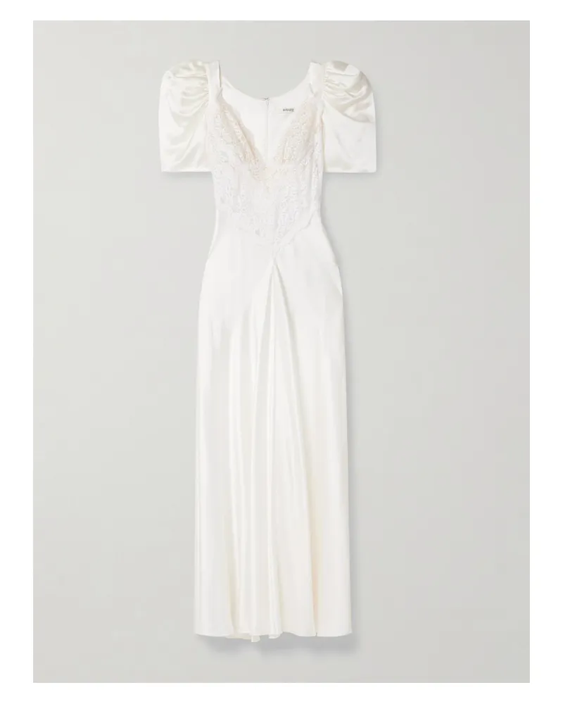 Rodarte Robe Aus Seidensatin Mit Spitzeneinsätzen - Wollweiß Wollweiß