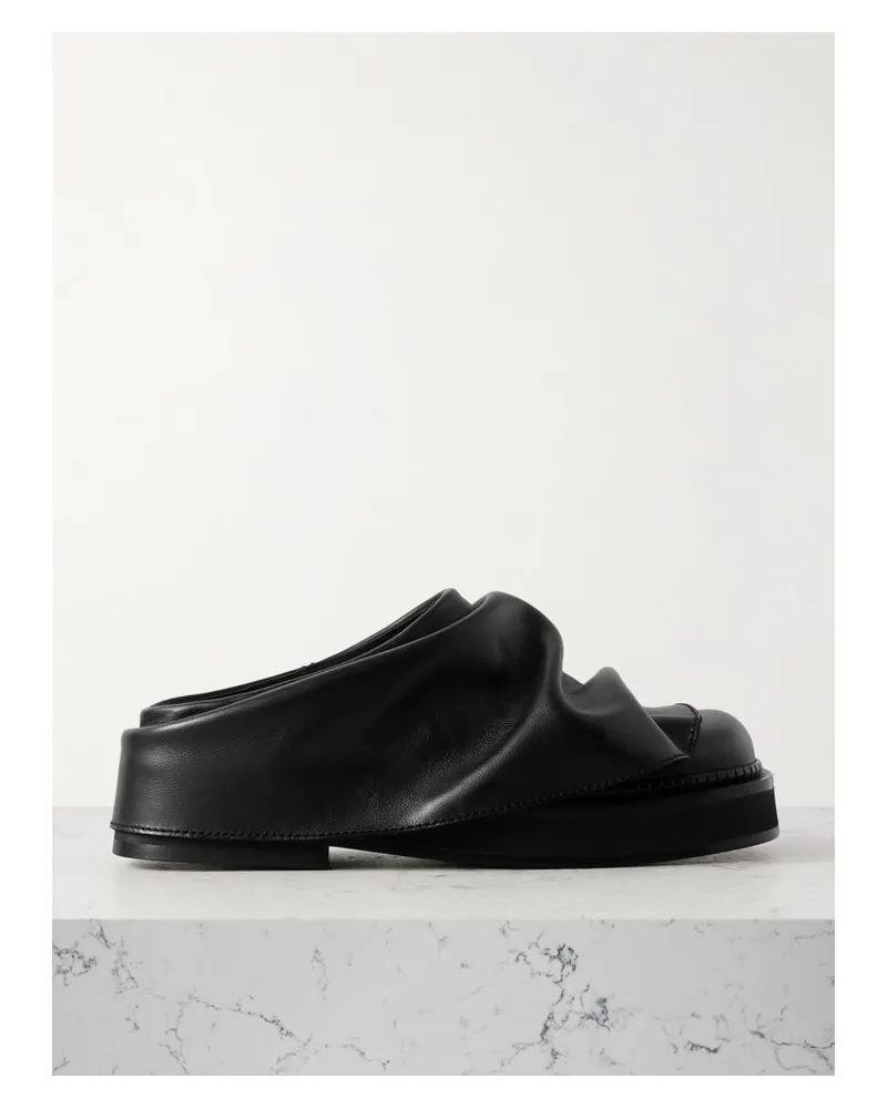 ATTICO Mini Robin Mules Aus Leder Mit Raffungen - Schwarz Schwarz